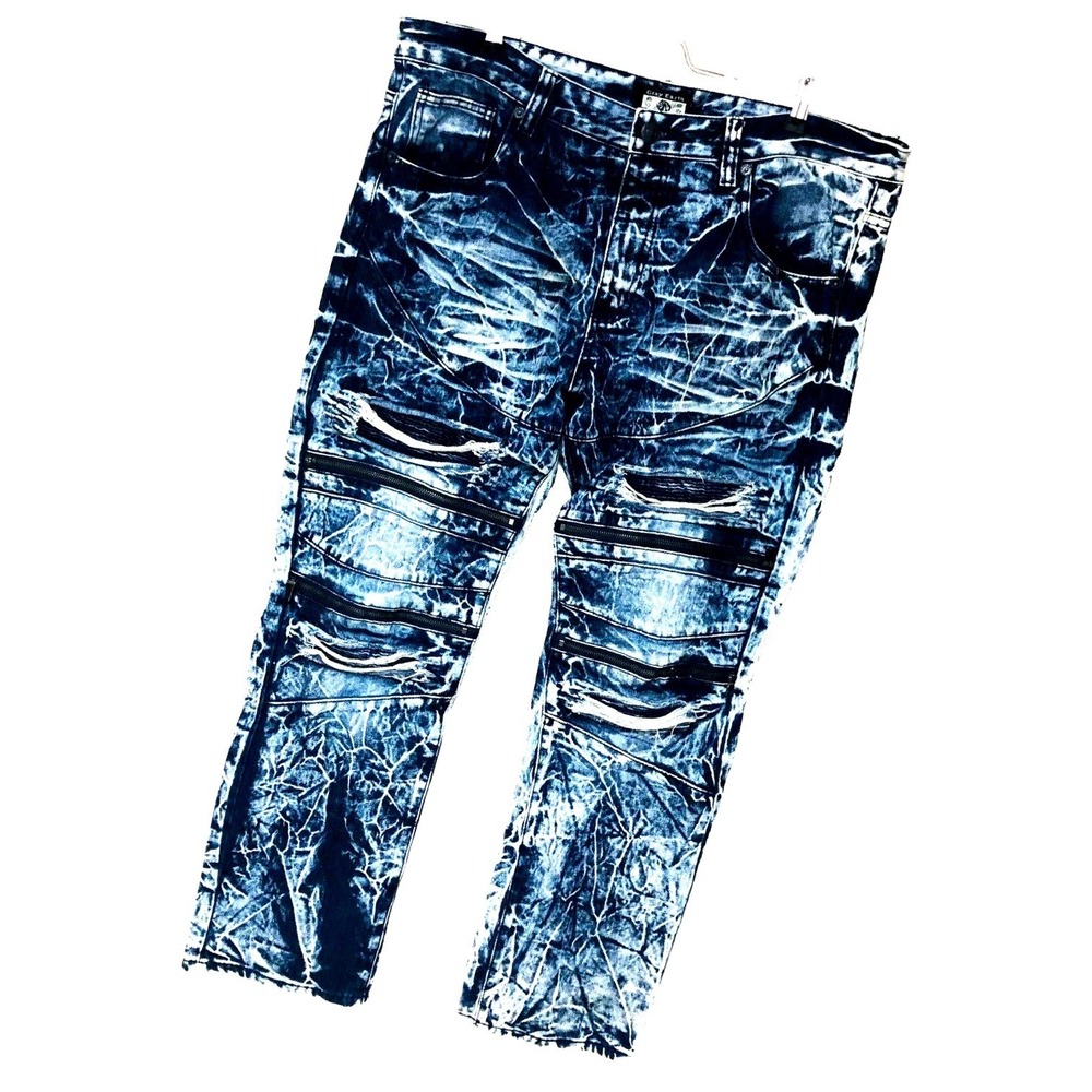 Gray Earth Acid Wash Jeans 40x31 Statement Bootcut Steetwear Grunge Punk Edgy